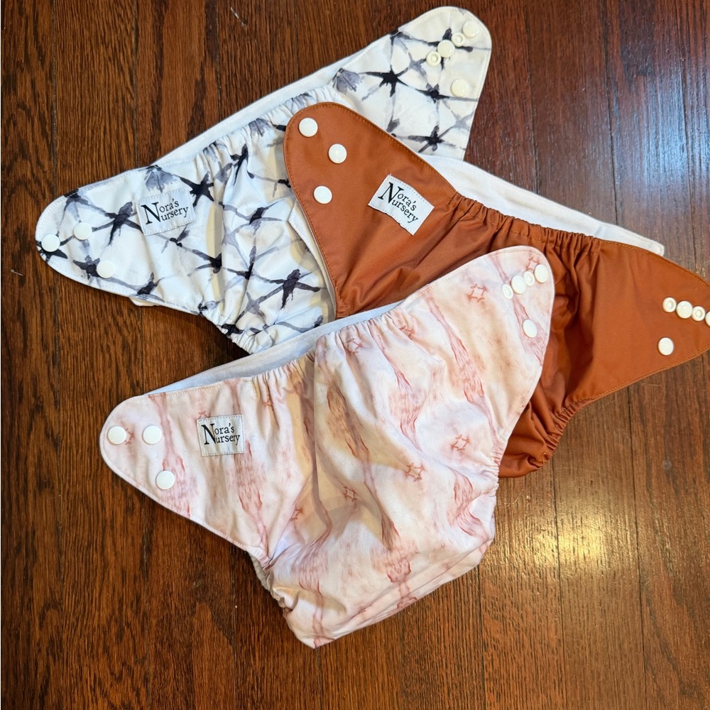 Nora's Nursery Adjustable Diaper Cover Set — Rust, Pink Marble & Black Tie-Dye
